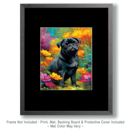 Pug Among Flower Art