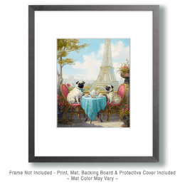 Two Pugs at Paris Cafe Art