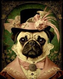 Vintage Victorian Pug Lady