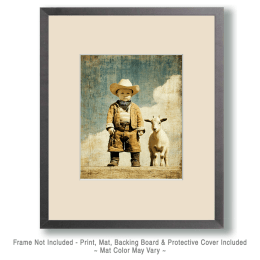 SW Nouveau Baby Cowboy and Goat Art