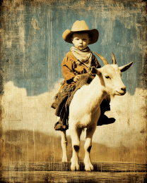 SW Nouveau Baby Cowboy on Goat