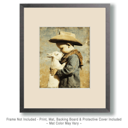 SW Nouveau Baby Cowboy and Goat Friends Art