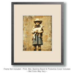 SW Nouveau Cowgirl Holding Her Goat Art