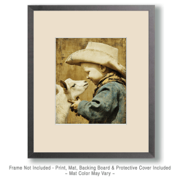 SW Nouveau Baby Cowboy smiling with a Goat Art