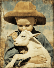 SW Nouveau Young Cowboy with Pet Goat
