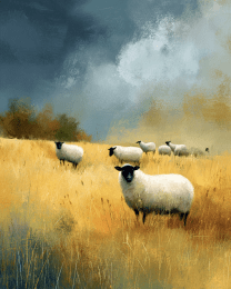 Blackface Sheep Grazing p in Field