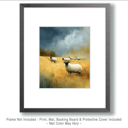 Blackface Sheep Grazing in Field Art