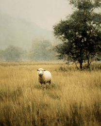 Single Sheep in Field