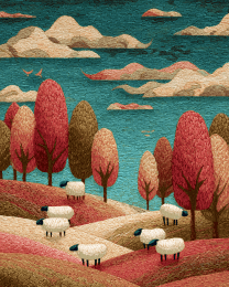 Faux Embroidered Sheep