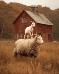 Vintage Goat on Sheep's Back