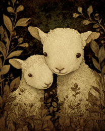 Two Folk Art Lambs