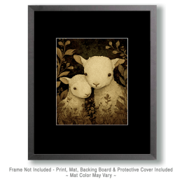 Two Folk Art Lambs Art