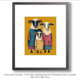 Folk Art Sheep FAmily Art