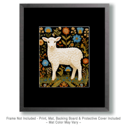 Lamb with Flower Background Art