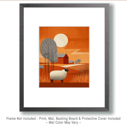 Mid-Century Modern Blackface Sheep in Field Art