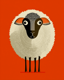 Fat Mid-Century Modern Blackface Sheep