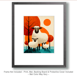 Fat Mid-Century Modern Blackface Sheep Family Art