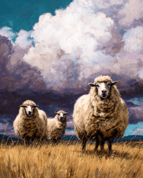 Sheep on Stormy Afternoon