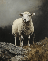 Ewe with Brush and Ink Wash art print