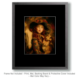Young Cowgirl and her Dog, Cat, & Horse Art