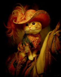 Tiny Tina the Kitten on Her Horse