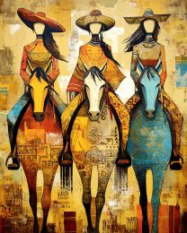 Tres Vaqueras a Caballo