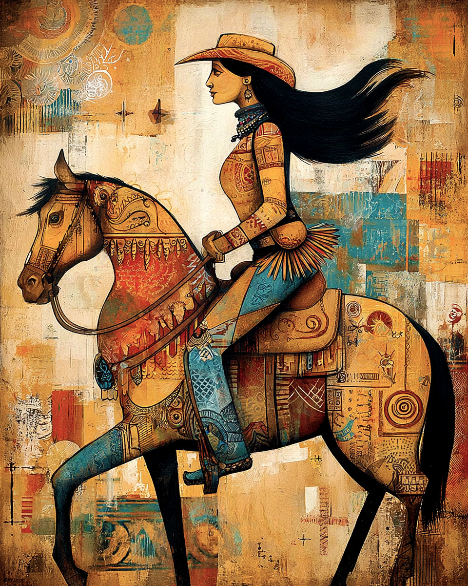 Cool Cowgirl on Her Horse