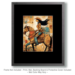 Cool Cowgirl on Her Horse Art