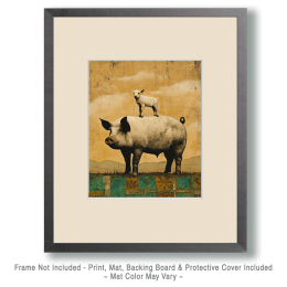 Kid Goat on Pig Art