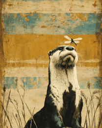Otter Watching Dragonfly