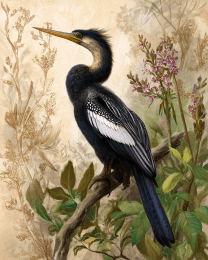 Vintage Naturalist Style Anhinga Bird