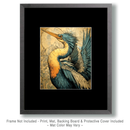 Stylized Anhinga Bird Art