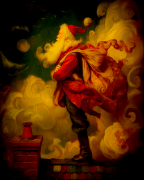 Vintage Nouveau Santa Claus with Bag of Toys