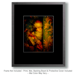 Vintage Nouveau Santa Claus Peeking Out Art