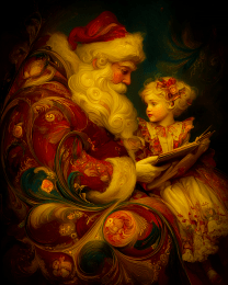 Vintage Nouveau Santa Claus with Young Child