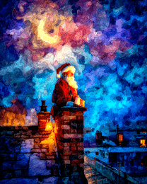 Impressionist Santa Clause on Roof