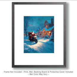 Santa Clause on a Motorcycle Art