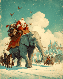 Santa Claus Rides an Elephant
