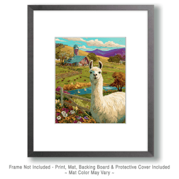 Alpaca on Hillside Art