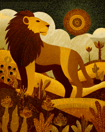 African Lion Folk Art