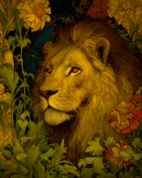 Nouveau African Lion Portrait