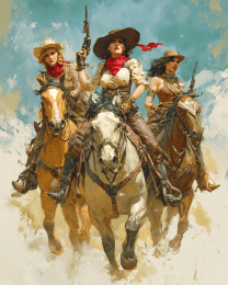 Tres Vaqueras en Persecución
