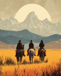Three Cowboys Ride Off