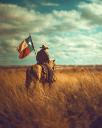 Rider with Texas Flag