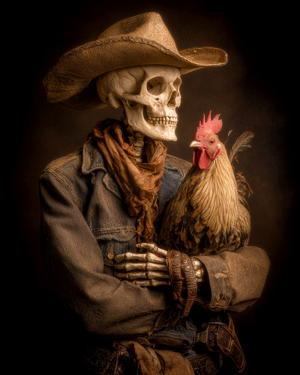 Cowboy Skeleton & Chicken