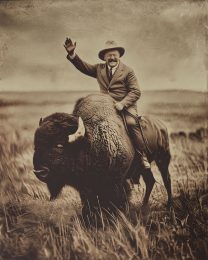Roosevelt Riding a Bison