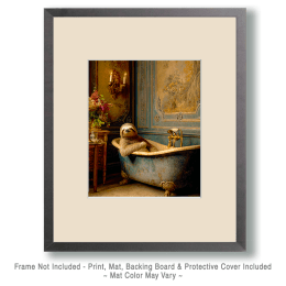 Sloth Relaxing in Bathtub Art