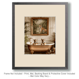 Tiger Cubs enjoying a Bath Art