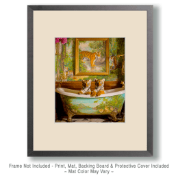 Tiger Cubs Having a Bath Art