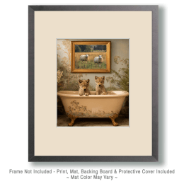 Wolf Cubs Taking a Bath Art